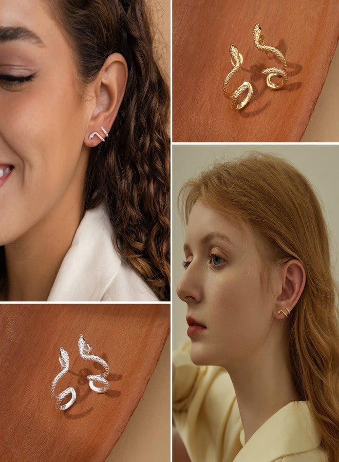 HiStock Snake Earrings, Halloween Earrings for Women 14k Gold Plated Snake Ear Cuff Huggie Earring Halloween Gifts - Image 4